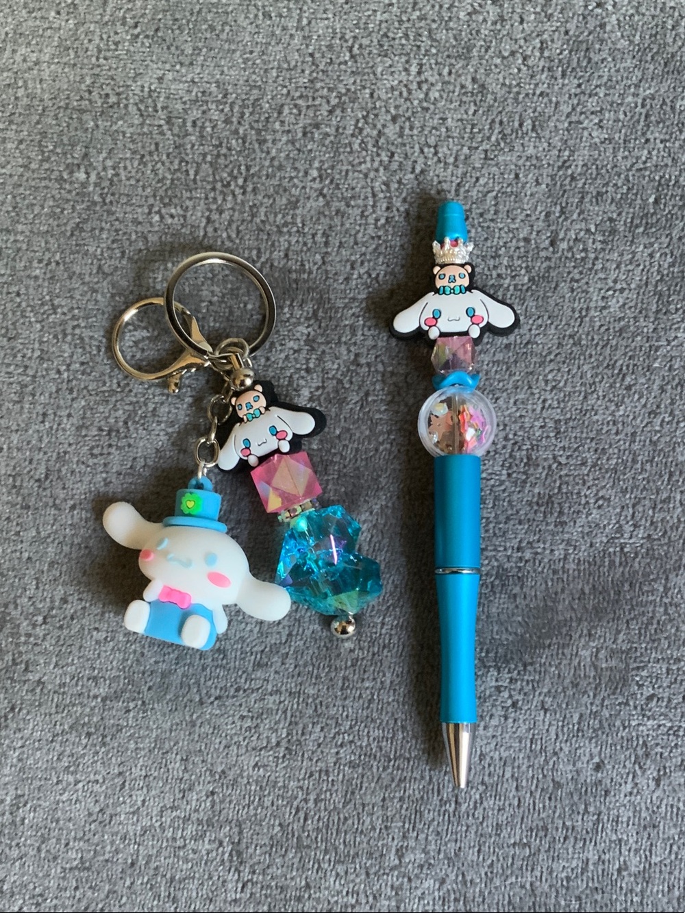 Blue Cinnamoroll-Inspired Pen and Keychain Set